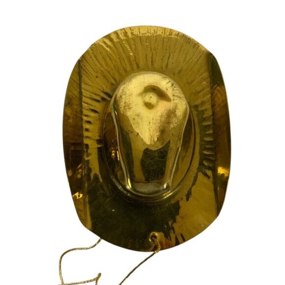 Vintage India Exotics Brass Cowboy Hat & Saddle Christmas Ornaments Hand Made - Picture 2 of 12